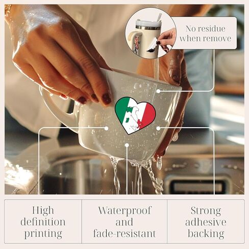 Italy Flag Sticker - Premium Vinyl Waterproof Stickers for Adults, Water Bottle, Laptop, Phone Case, Suitcases, Luggage, Tumblers - Fun, Durable Decals (3PCS,3") in Saudi Arabia