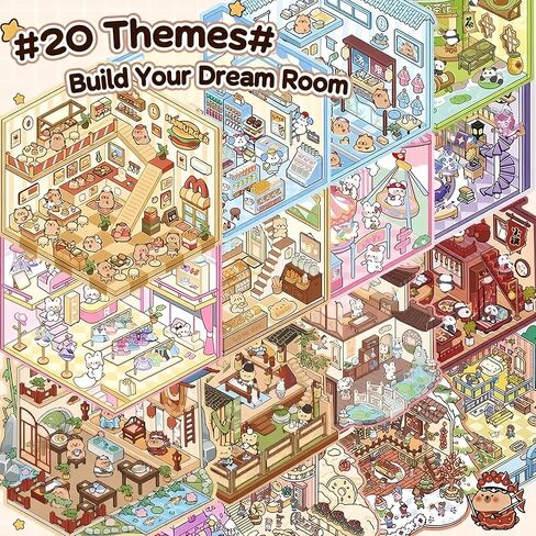Scene Sticker Book 20 Set 3D Sticker Scene Book for Adults Cute Kawaii Capybara Miniature 3D House Scenes Scrapbook Supplies Planner Stickers Stress Relief Creative Gift（Brown） in Kuwait