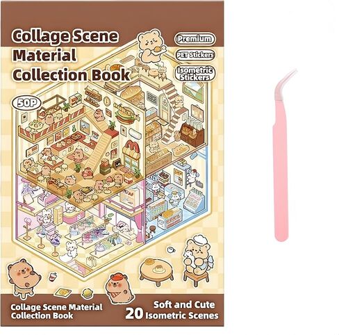 كتاب ملصق المشهد 20 مجموعة ملصق ثلاثي الأبعاد كتاب المشهد للبالغين لطيف Kawaii Capybara مصغرة ثلاثية الأبعاد مشاهد المنزل سجل القصاصات لوازم مخطط ملصقات تخفيف التوتر هدية إبداعية (بني) in Kuwait