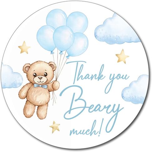 Large 2.5-inch Teddy Bear Baby Shower and Gender Reveal Favor Stickers - Set of 36 (Thank You Neutral) in Saudi Arabia
