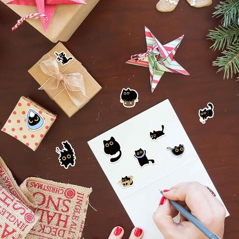 Cute Black Cat Sticker Roll 500 Pcs/Set for DJY Scrapbooking, Kawaii Decor, Laptop, Skateboard & Phone Case DIY Decoration (Black) in Saudi Arabia