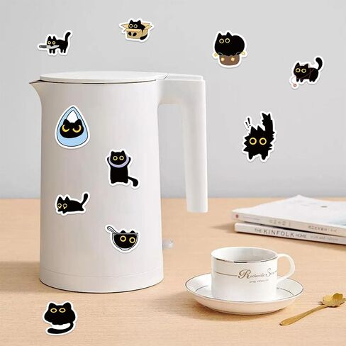 Cute Black Cat Sticker Roll 500 Pcs/Set for DJY Scrapbooking, Kawaii Decor, Laptop, Skateboard & Phone Case DIY Decoration (Black) in Saudi Arabia