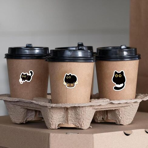 Cute Black Cat Sticker Roll 500 Pcs/Set for DJY Scrapbooking, Kawaii Decor, Laptop, Skateboard & Phone Case DIY Decoration (Black) in Saudi Arabia