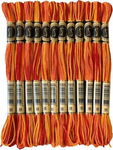 Magical Color Variegated Cross Stitch Thread Color Variations Embroidery Floss Pack, 8.7-Yard, Burnt Orange, Pack of 12 Skeins in Kuwait