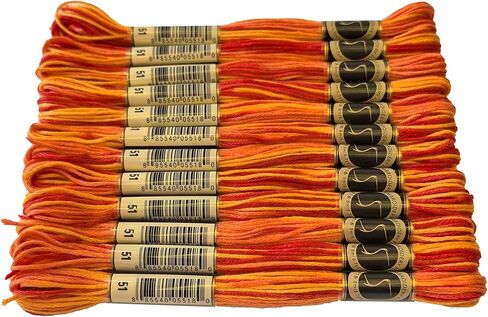 Magical Color Variegated Cross Stitch Thread Color Variations Embroidery Floss Pack, 8.7-Yard, Burnt Orange, Pack of 12 Skeins in Kuwait