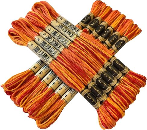 Magical Color Variegated Cross Stitch Thread Color Variations Embroidery Floss Pack, 8.7-Yard, Burnt Orange, Pack of 12 Skeins in Kuwait