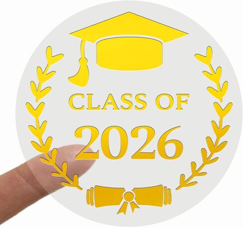 100 عبوة من ملصقات التخرج لعام 2026 - ملصقات رقائق ذهبية شفافة للخريجين - أختام شفافة للدعوات والأظرف ومفضلات الحفلات وتغليف الهدايا (ذهبي وردي) in Kuwait