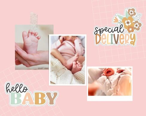 Baby Scrapbook Stickers - Gender Neutral Scrapbooking Sticker & Chipboard Die Cut Sheet for Newborn Milestone Album, DIY Craft, Photo Book - Aesthetic Boy or Girl Sticker Set - 2 Item Total in Saudi Arabia