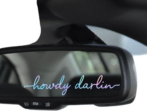 2 x Howdy Darlin Car Mirror Decal, Western Rearview Mirror Decal, Ranch Cowgirl Vinyl Sticker, Positive Affirmation Car Decal, Cowgirl Western Vinyl Decals, 4inch (White) in Saudi Arabia