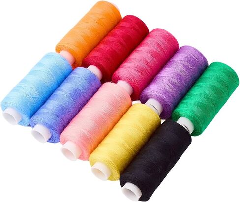 10Pcs 10 Colors Assorted 4000 Yards Colorful All Purpose Sewing Thread Polyester Embroidery Machine Threads Spool Assortment Kit for Hand Sewing Making Knitting Crafts Stitching Clothes DIY in Saudi Arabia