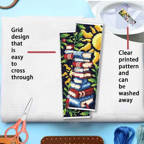 FREEBLOSS 6 Set Cross Stitch Bookmark Kit for Adult Beginners Printed Cross Stitch Kits Sun and Moon Stamped Crossstitch Kits Embroidery Bookmarks Kit for Craft Gift 11CT, 20x6cm/8x2.4inch in Saudi Arabia