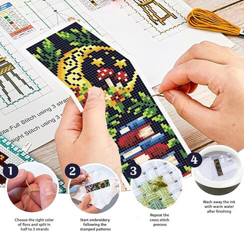 FREEBLOSS 6 Set Cross Stitch Bookmark Kit for Adult Beginners Printed Cross Stitch Kits Sun and Moon Stamped Crossstitch Kits Embroidery Bookmarks Kit for Craft Gift 11CT, 20x6cm/8x2.4inch in Saudi Arabia