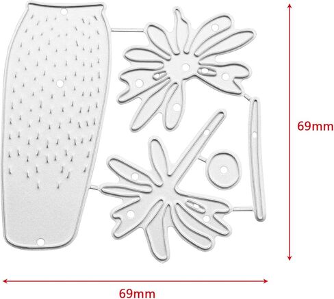 E-outstanding Embossed Cutting Die Chrysanthemum Vase DIY Carbon Steel Embossing Die 6.9x6.9cm 3D Background Etched Metal Cutting Die for Paper Greeting Cards Photo Album Decorations in Saudi Arabia