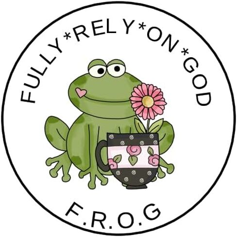 30 Pcs Fully Rely On God Frog Stickers Favor Labels Tags Envelope Seals Stamps 1.5" Round Sticker for Packages Small Business Cards Letters Gifts Boxes for Holiday, Religious in Saudi Arabia