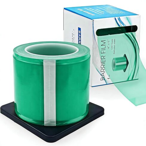 4" x 6" Purple Barrier Film Dental Surface Barrier, 2 Rolls Protective PE Film Barrier Adhesive Tape Sheets for Dental Clinic, Tattoo Parlor, Microblading Shop - 1200 Sheets/Roll in Saudi Arabia