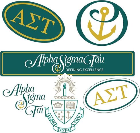 Alpha Sigma Tau Sticker Sheet - Brand Focus Vinyl Sorority Stickers with Officially Licensed Designs, Removable Adhesive, 6 Stickers per Sheet, by Sorority Shop in Saudi Arabia