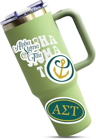 Alpha Sigma Tau Sticker Sheet - Brand Focus Vinyl Sorority Stickers with Officially Licensed Designs, Removable Adhesive, 6 Stickers per Sheet, by Sorority Shop in Saudi Arabia