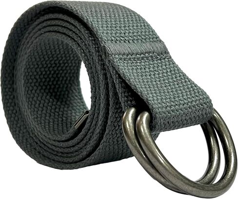 SUITUA Mens & Womens Canvas Belt with D-ring,Double Ring Belt,Solid Color,Extra Long (49") 1 1/2" Wide in Kuwait