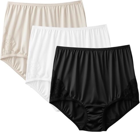 سراويل داخلية قصيرة للسيدات من Vanity Fair ذات خصر عالٍ، دانتيل نوفو - 3 قطع - خوخي من فضلك/أحمر خدود مخبوز/أبيض جليدي in Kuwait