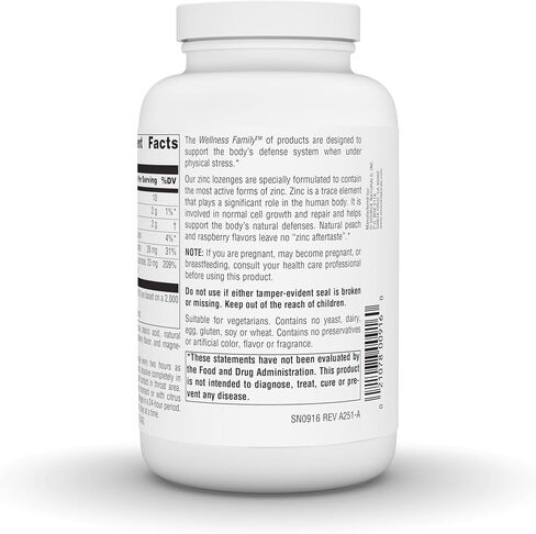 أقراص استحلاب الزنك من Source Naturals، دعم المناعة بنكهة الخوخ والتوت، 23 مجم - 120 قرص استحلاب in Kuwait