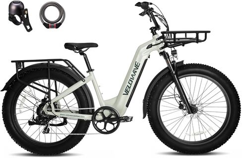 VELOWAVE Electric Bike 26" Fat Tire Ebike Peak 1200W Motor Electric Bike for Adults with 48V 15AH Removable LG Cell Battery Step-Thru E Bike up to 32MPH UL 2849 Certified with Lock& Bell in Saudi Arabia