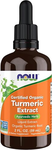 NOW Supplements, Certified Organic Turmeric Extract, Ayurvedic Herb, Liquid Extract, Organic Turmeric Root 2 Fluid Ounces (Pack of 4) in Saudi Arabia