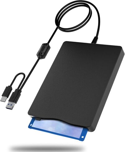 MthsTec USB Floppy Drive, 3.5" USB External Floppy Disk Drive 1.44 MB Slim Plug and Play FDD Drive for PC Windows 2000/XP/Vista/Windows 7/8/10/Mac(Black) in Kuwait