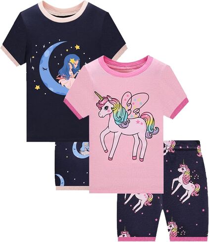 Dolphin&Fish Little Girls Cotton Short Pajamas Summer Kids Clothes Toddler Toddler Pjs Sets in Saudi Arabia