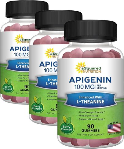 aSquared Nutrition Apigenin 50mg Gummies - Apigenin Supplement for Sleep - Natural Extract Gummy Alternative to Capsules, Pills, Powder & Tea in Saudi Arabia
