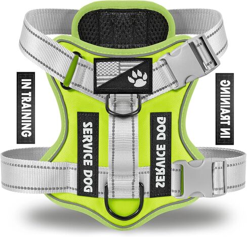 Demigreat Service Dog Harness, Reflective Dog Vest Harness with 5 PCS Patches, Adjustable Soft Oxford Pet Harness, Inner Layer Mesh, Easy to Control for Dogs in Saudi Arabia