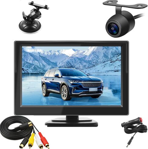 شاشة عرض خلفية ملونة TFT LCD مقاس 7 بوصات من AISHICHEN لكاميرا احتياطية لوقوف السيارات، شاشة كاميرا احتياطية لسيارة الدفع الرباعي وشاحنة مع مدخلين للفيديو، طاقة 12 فولت/24 فولت، الكاميرا غير متضمنة، الشاشة فقط in Kuwait