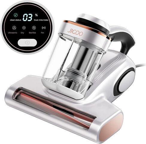 JIGOO Bed Vacuum Cleaner with Dust Sensor, Anti-allergen Mattress Vacuum Cleaner with UV & Ultrasonic and High Heating, 13Kpa Suction 500W Powerful Double-Cup Handheld Vacuums (J300,Corded) in Saudi Arabia