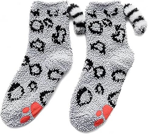 Benefeet Sox بنات لطيف القط جوارب غامضة مع القط باو القابضون النساء مضحك الجدة ثلاثية الأبعاد ذيل القط النعال الجوارب القط عاشق الهدايا in Saudi Arabia