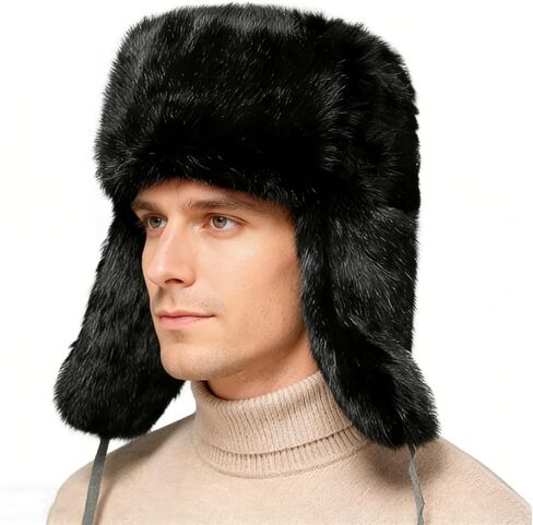 الصياد قبعة الروسية جندي قبعة الشتاء التزلج قبعة Ushanka قبعة يندبروف الدافئة قبعة الصيد فو الفراء إيرفلابس قبعة للجنسين in Saudi Arabia