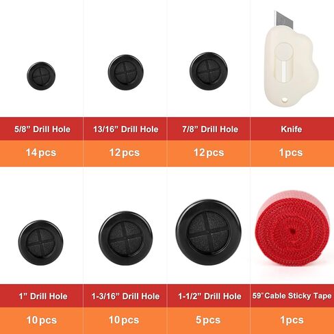 QCQIANG 63Pcs Rubber Grommet Kit, Drill Hole Firewall Hole Plugs Wire Protection with Cable Sticky Tape, 6 Sizes 5/8" 13/16" 7/8" 1" 1-3/16" 1-1/2"(White) in Kuwait