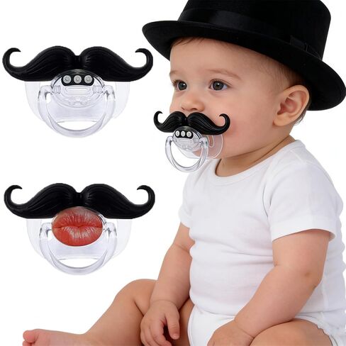 YAPROMO Funny Toddler Orthodontic Mustache Pacifiers for Babies, BPA Free, Latex Free-4 Pack in Saudi Arabia