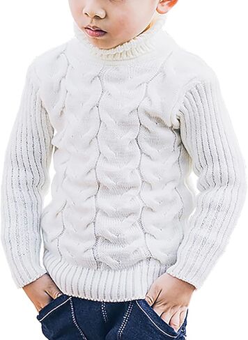 Baby Boys Turtleneck Knit Sweaters Toddler Girls Soft Warm High Collar Pullover Sweater Size 1-8T in Kuwait
