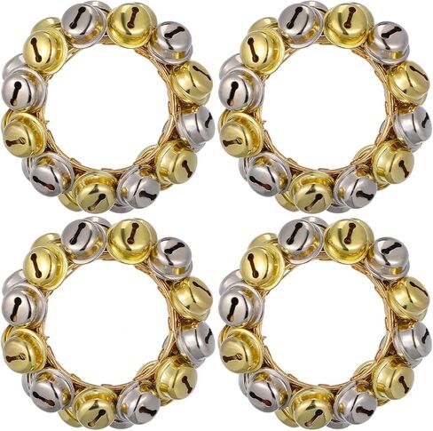 Christmas Napkin Serviette Buckles Rings: Red and Green Jingle Bell Napkin Holders Metal Napkin Ring for Christmas Holiday Party Wedding Dinner Table Decor 4pcs in Saudi Arabia
