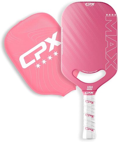 CPX Max Sakura Pink Raw Carbon Fiber T700 Pickleball Maddle Maddle Macket - Professional Grade ، سمكها الأساسي 14 مم ، قبضة مريحة على طراز التنس - مصممة متين في شيكاغو ، الولايات المتحدة الأمريكية in Saudi Arabia