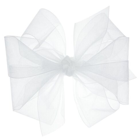 Wee Ones Girls' Organza Double Hair Bow on a WeeStay Clip with Satin Knot Center, Mini, Light Pink in Saudi Arabia