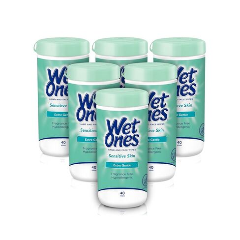 Wet Ones Hand and Face Wipes, Sensitive Skin Wipes | Unscented Wipes, Hand and Face Wipes Sensitive Skin, Wet Ones Sensitive Skin Wipes, 40 ct. Canister in Kuwait