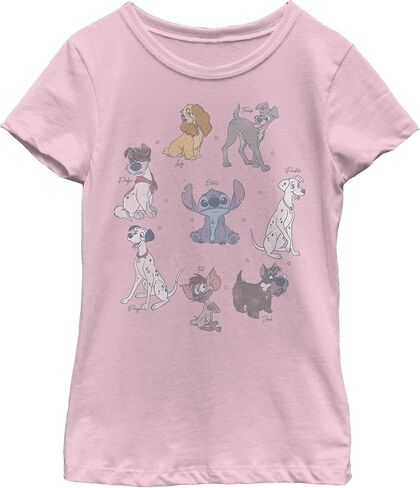 Disney Classic Multi Franchise Dogs Girl's Solid Crew Tee in Kuwait
