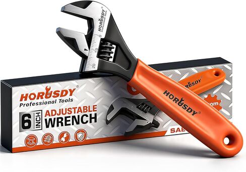 HORUSDY Adjustable Wrench Set | 2-Piece | 6-Inch and 10-Inch Crescent Wrench | Metric & SAE Scales | Cushion Grip Wrench | Cr-V Steel in Kuwait