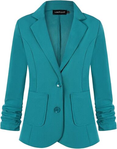 Unifizz Womens Button Front Blazer 3/4 Sleeve Casual Lightweight Soft Knit Jacket with Pockets #Yellow,Size XL# in Saudi Arabia