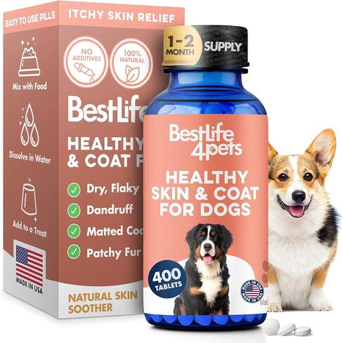 Dog Healthy Skin and Allergy Relief - All Natural Anti Itch Coat Shedding Supplement – Reduce Itching, Scratching, and Infection - Easy to Use Pills in Kuwait