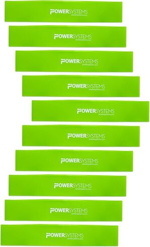Power Systems Mini Resistance Bands - Commercial Grade 9" Exercise Loop Bands Kit for Working Out, Elastic Bands for Physical Therapy, Strength, Fitness Training at Home or Gym – Light, Green 10 Pack in Kuwait