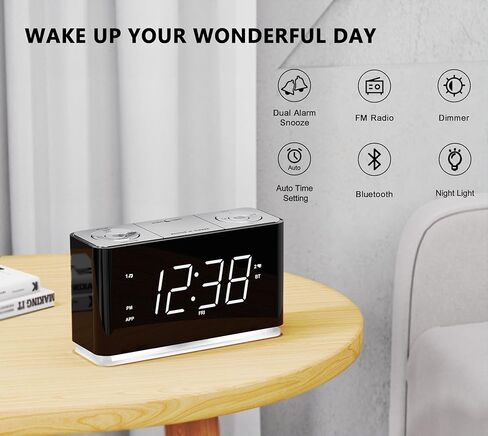 iTOMA Alarm Clock Radio with Bluetooth, Dual Alarm, Dimmable LED Display, 16 Levels Volume, FM Radio with Sleep Timer, Nightlight, Snooze, 12/24H CKS507U in Saudi Arabia