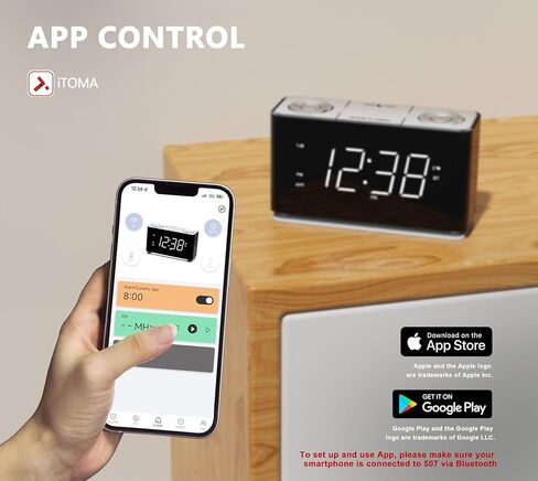 iTOMA Alarm Clock Radio with Bluetooth, Dual Alarm, Dimmable LED Display, 16 Levels Volume, FM Radio with Sleep Timer, Nightlight, Snooze, 12/24H CKS507U in Saudi Arabia