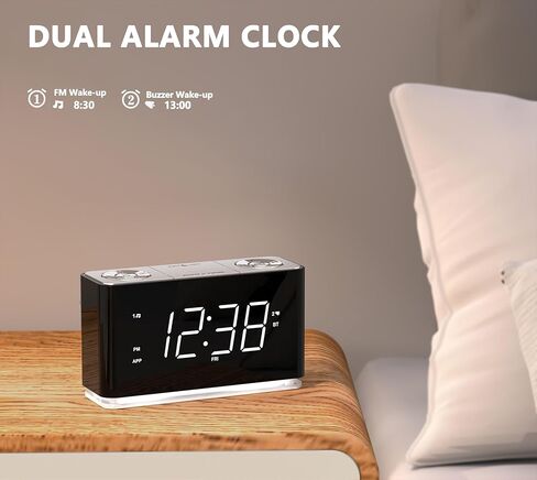 iTOMA Alarm Clock Radio with Bluetooth, Dual Alarm, Dimmable LED Display, 16 Levels Volume, FM Radio with Sleep Timer, Nightlight, Snooze, 12/24H CKS507U in Saudi Arabia