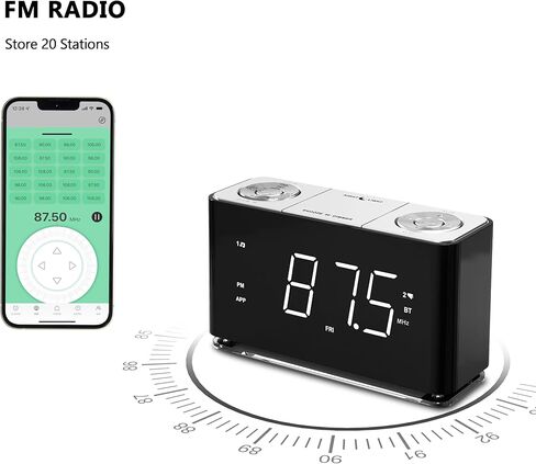 iTOMA Alarm Clock Radio with Bluetooth, Dual Alarm, Dimmable LED Display, 16 Levels Volume, FM Radio with Sleep Timer, Nightlight, Snooze, 12/24H CKS507U in Saudi Arabia
